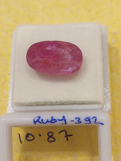 R-392 10.87 Carat Natural Old Ruby