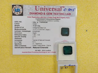 11.61 Carat Natural Emerald Stone