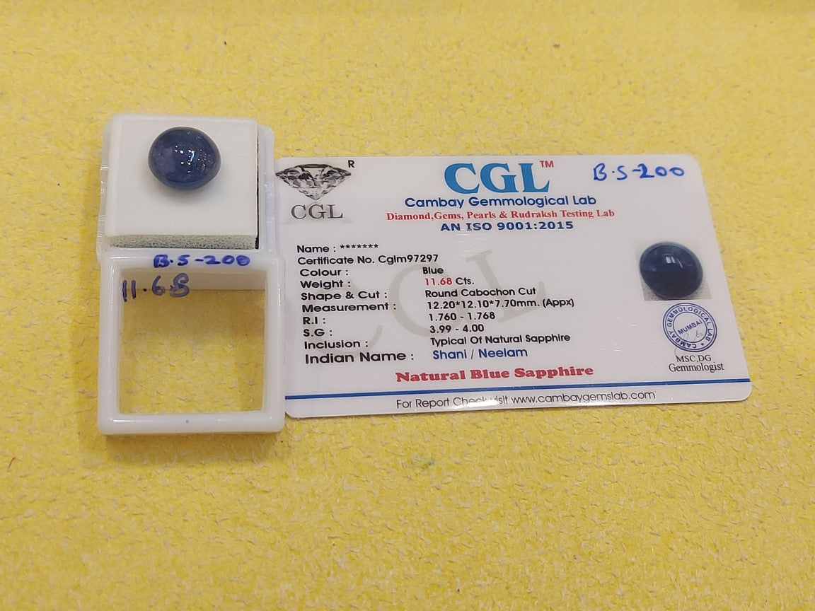 11.68 Carat Natural Blue Sapphire Stone