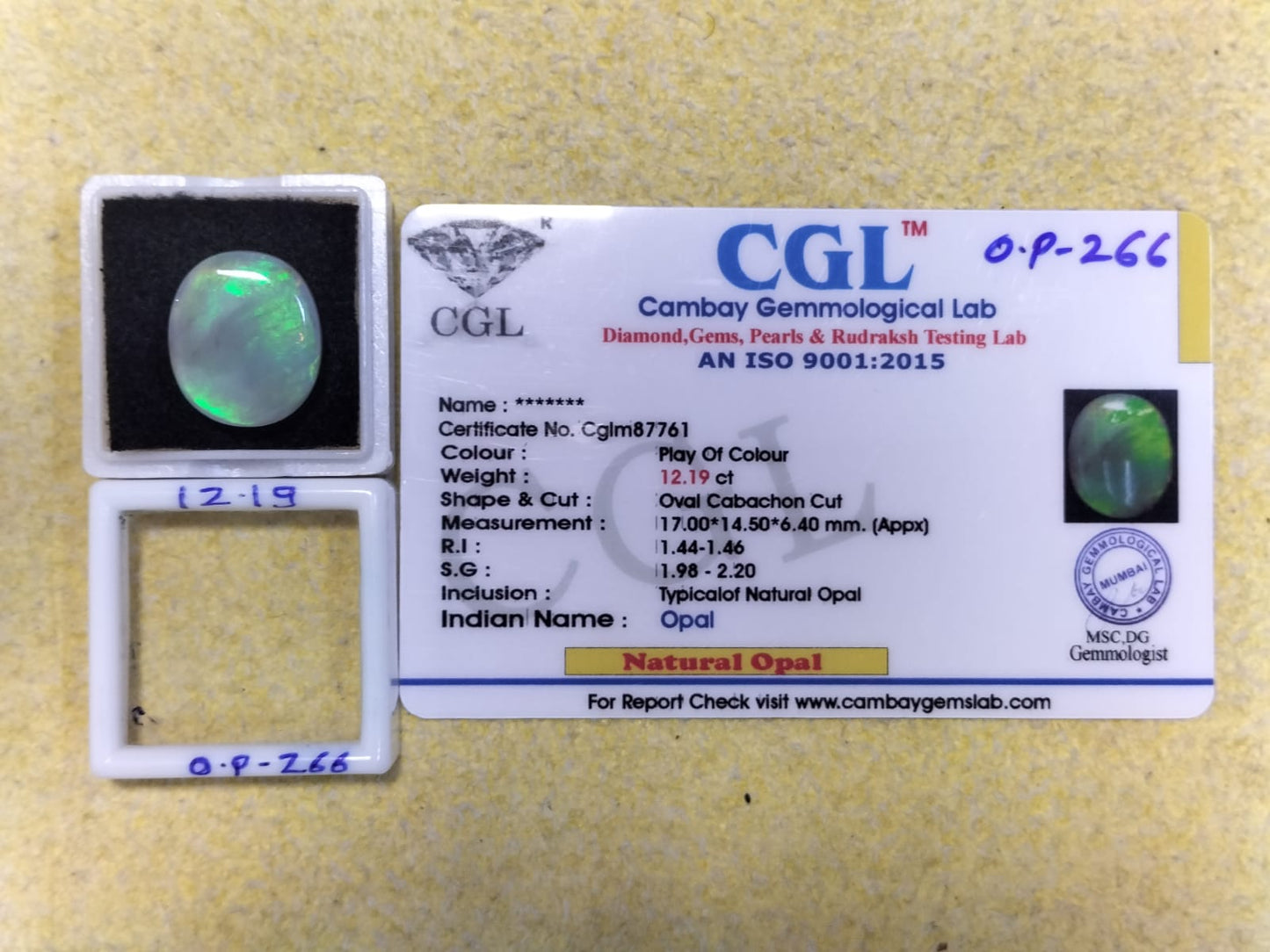 12.19 Carat Natural Opal Stone