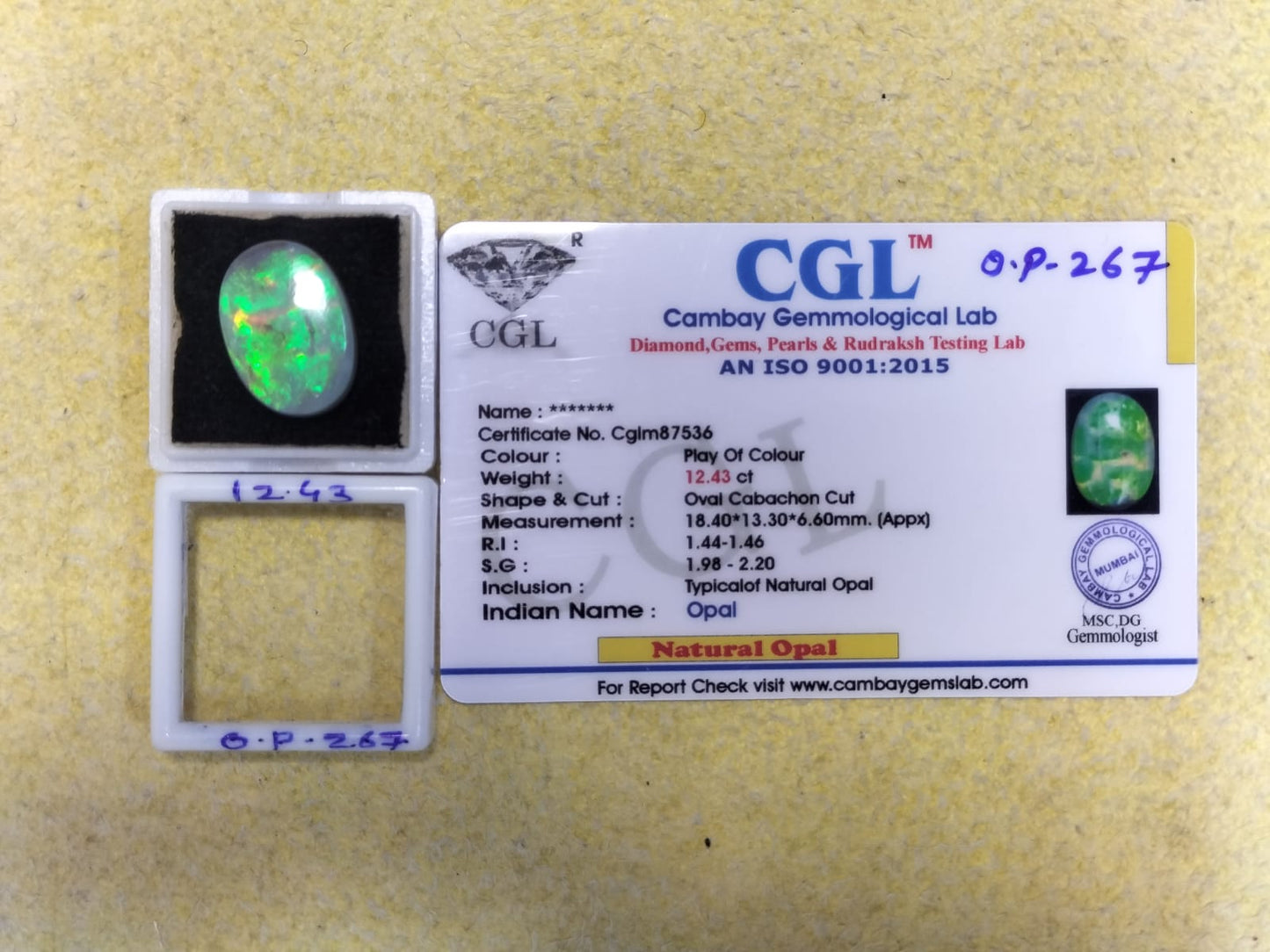 12.43 Carat Natural Opal Stone