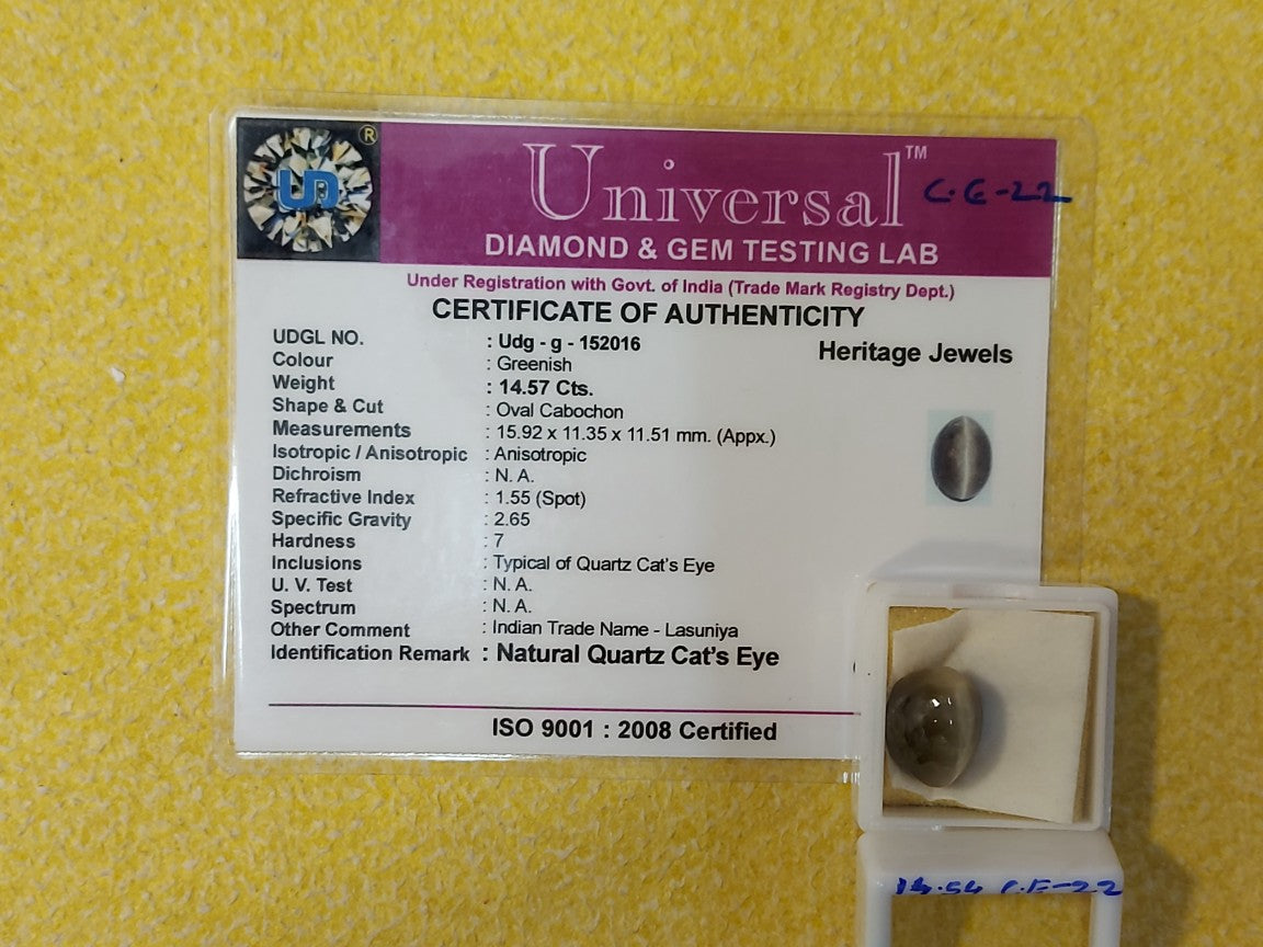 14.57 Carat Natural Quartz Cats Eye Stone