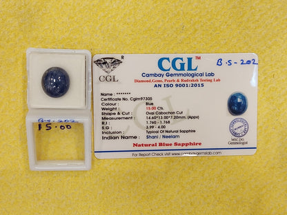 15.00 Carat Natural Blue Sapphire Stone