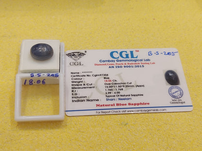 18.06 Carat Natural Blue Sapphire Stone