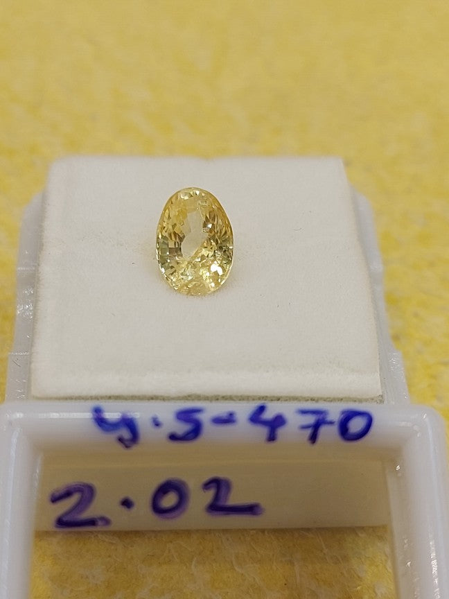 2.02 Carat Natural Yellow Sapphire Stone