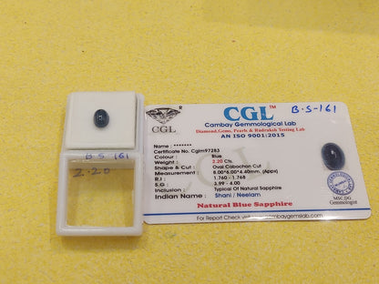 B.S-161 2.20 Carat Natural Blue Sapphire Stone