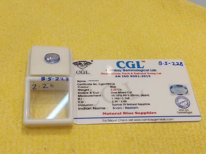 B.S-228 2.20 Carat Natural Blue Sapphire Stone