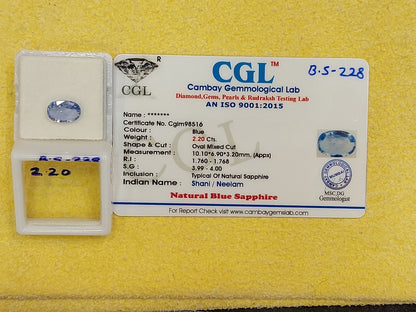 2.20 Carat Natural Blue Sapphire Stone