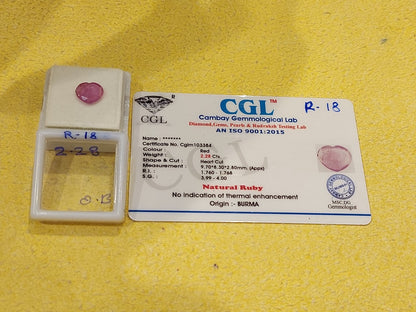 2.28 Carats Natural Old Burma Ruby With Origin certificate