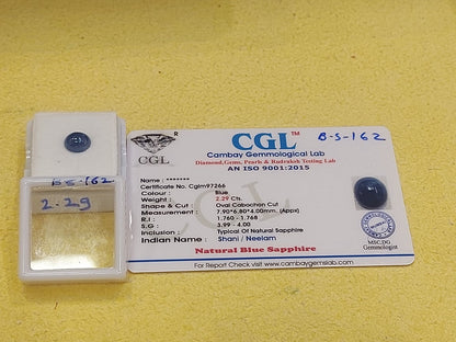 2.29 Carat Natural Blue Sapphire Stone