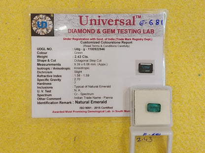 2.43 Carat Natural Emerald Stone