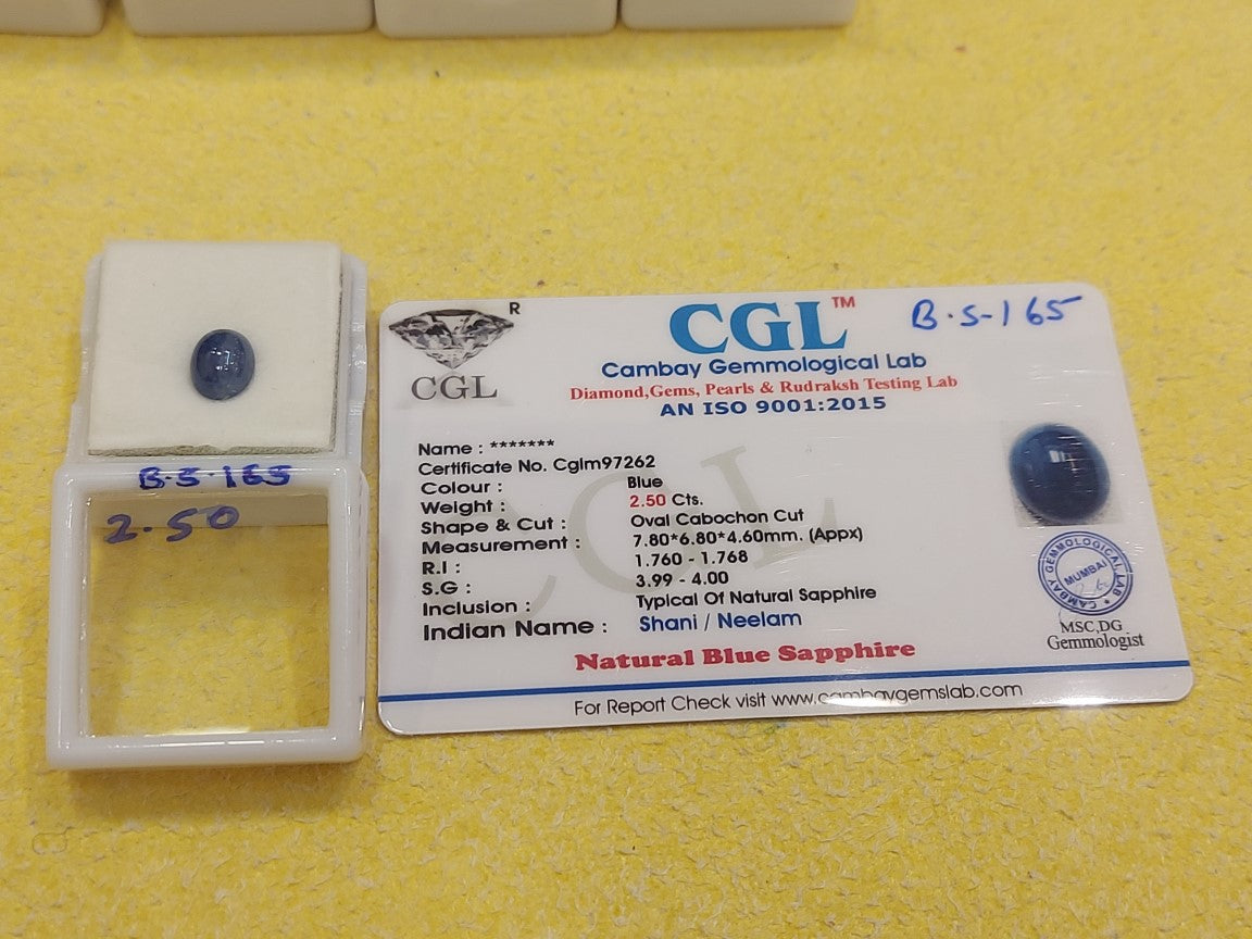 2.50 Carat Natural Blue Sapphire Stone