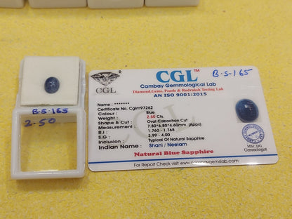 2.50 Carat Natural Blue Sapphire Stone