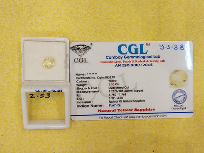 2.53 Y.S-381 Carat Natural Yellow Sapphire Stone
