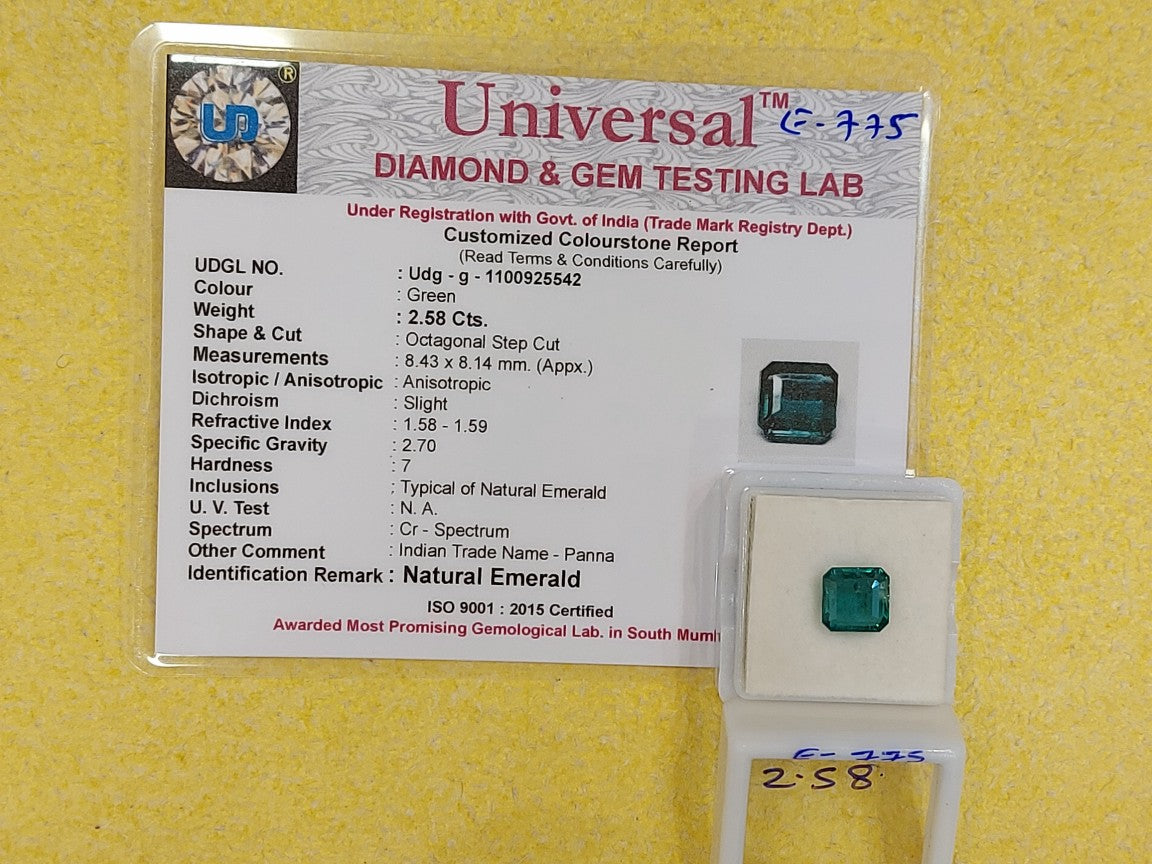 2.58 Carat Natural Emerald Stone