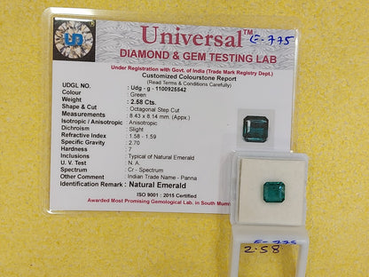 2.58 Carat Natural Emerald Stone