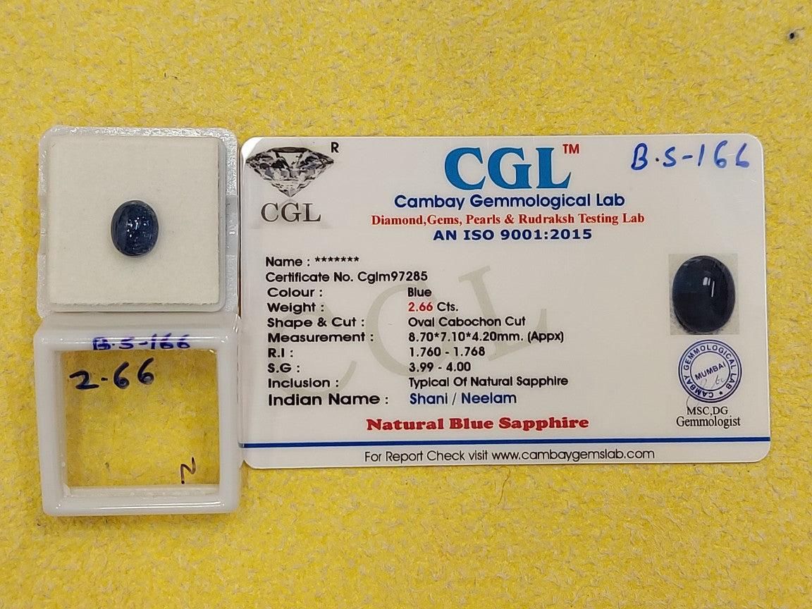2.66 Carat Natural Blue Sapphire Stone