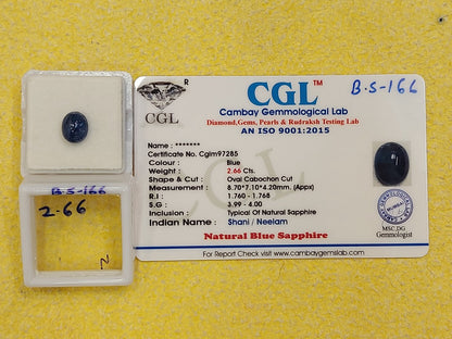2.66 Carat Natural Blue Sapphire Stone