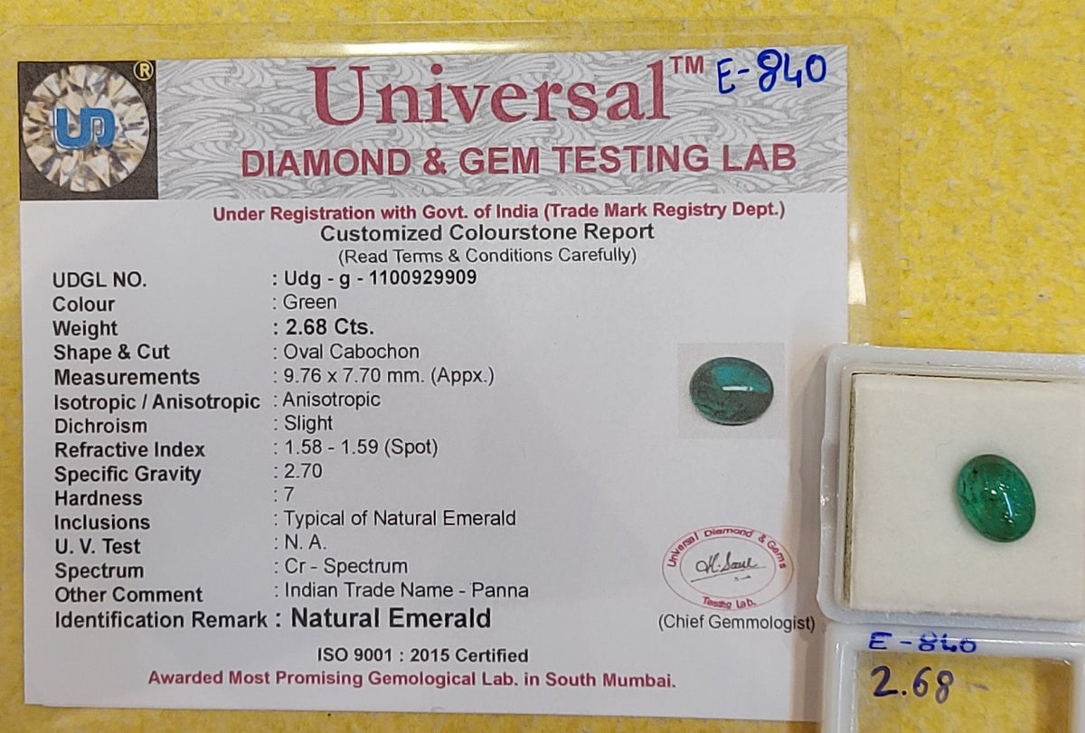 2.68 Carat Natural Zambian Emarald Stone