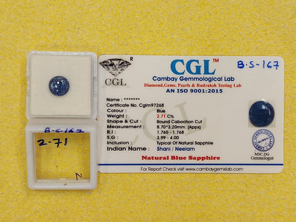 2.71 Carat Natural Blue Sapphire Stone