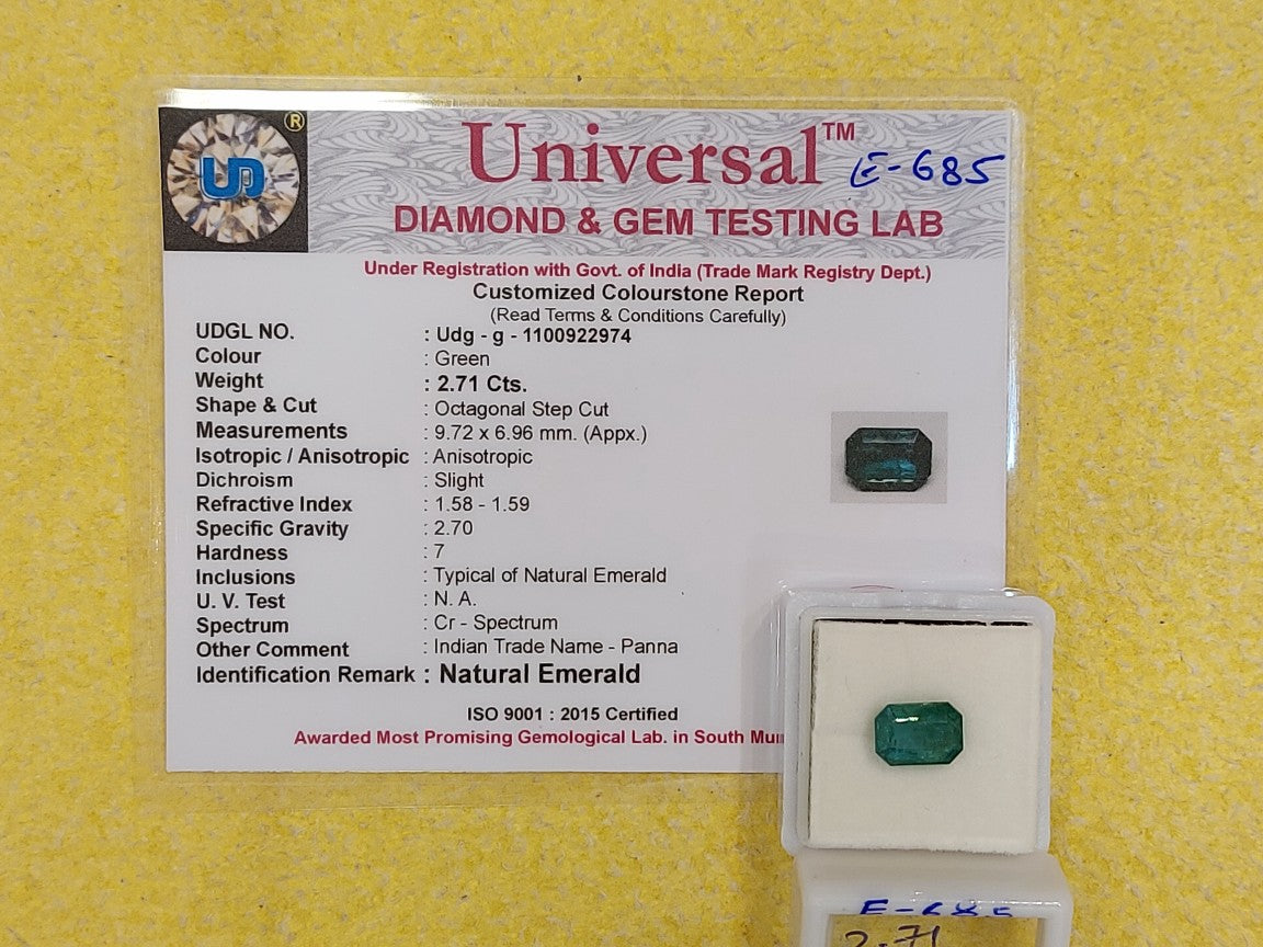 2.71 Carat Natural Emerald Stone
