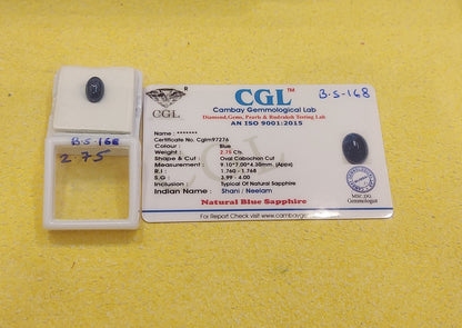 2.75 Carat Natural Blue Sapphire Stone