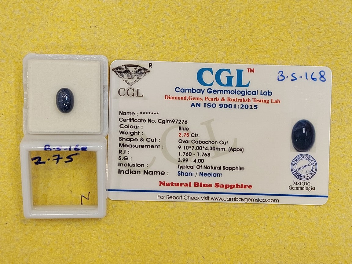2.75 Carat Natural Blue Sapphire Stone