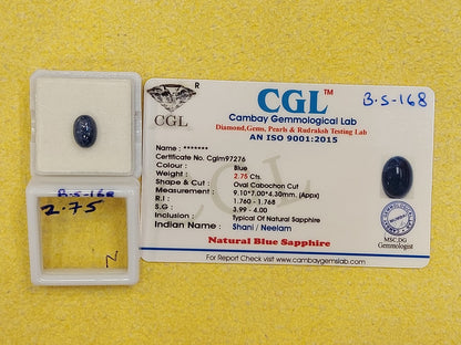 2.75 Carat Natural Blue Sapphire Stone