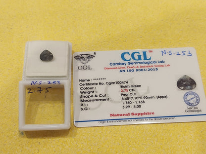 2.75 Carat Natural Blue Sapphire Stone