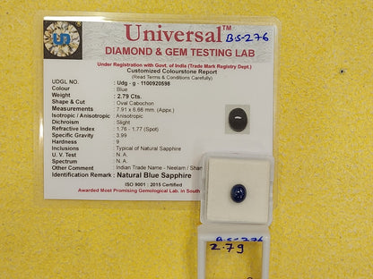 2.79 Carat Natural Blue sapphire Stone