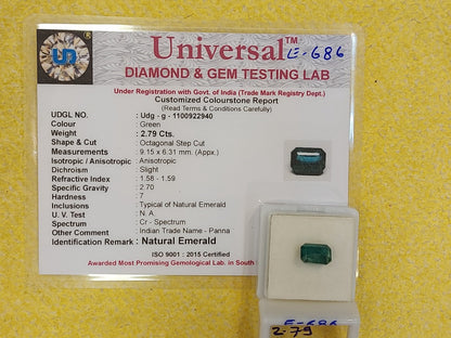 2.79 Carat Natural Emerald Stone