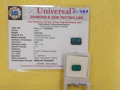 2.93 Carat Natural Emerald Stone