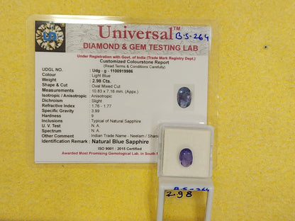 2.98 Carat Natural Blue Sapphire Stone