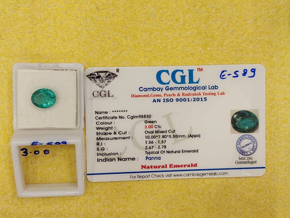 3.00 Carat Natural Emerald Stone