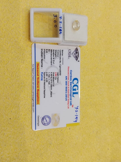 3.00 Y.S-194 Carat Natural Yellow Sapphire Stone