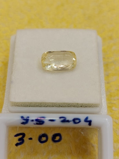 3.00 Y.S-204 Carat Natural Yellow Sapphire Stone
