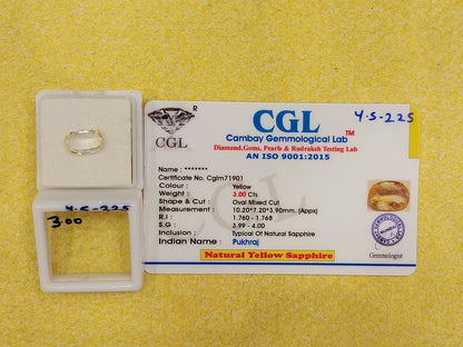 3.00 Y.S-225 Carat Natural Yellow Sapphire Stone