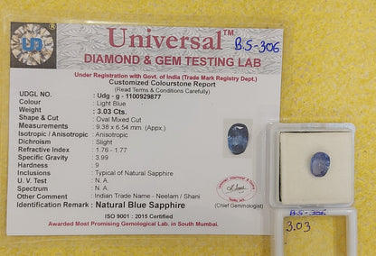 3.03 Carat Natural Blue Sapphire Stone
