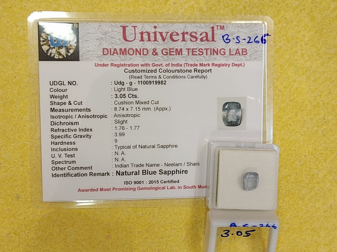 3.05 Carat Natural Blue Sapphire Stone