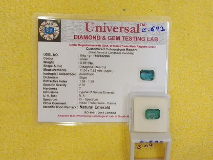 3.07 Carat Natural Emerald Stone