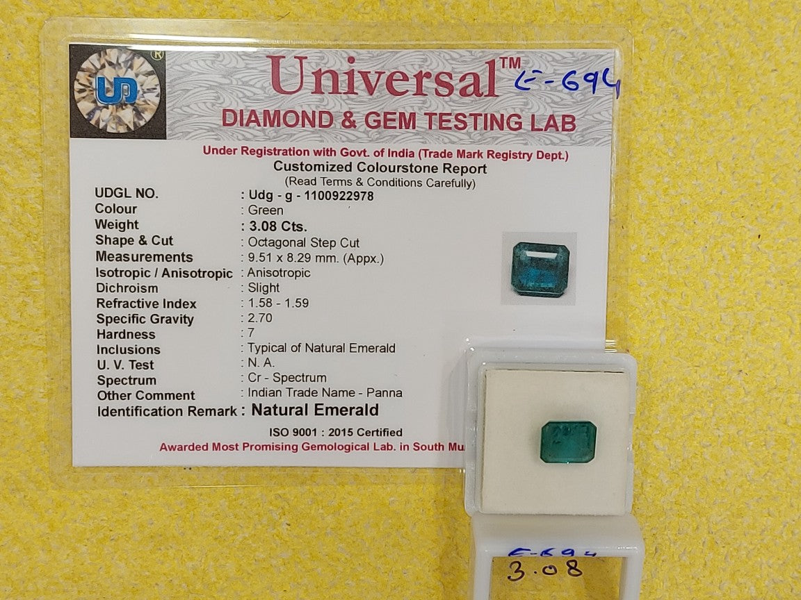 3.08 Carat Natural Emerald Stone