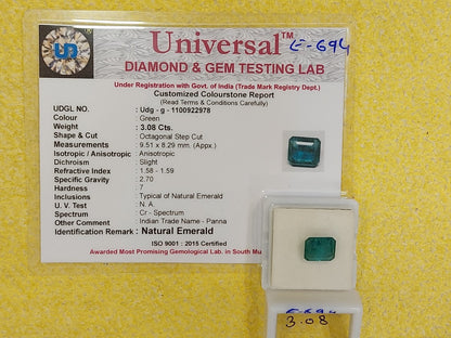 3.08 Carat Natural Emerald Stone