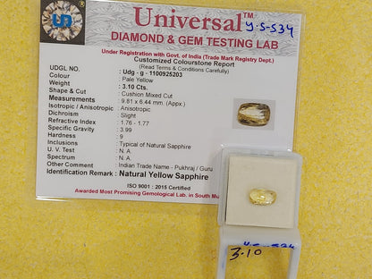 3.10 Carat Natural Yellow Sapphire Stone