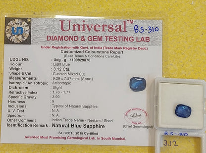 3.12 Carat Natural Blue Sapphire Stone
