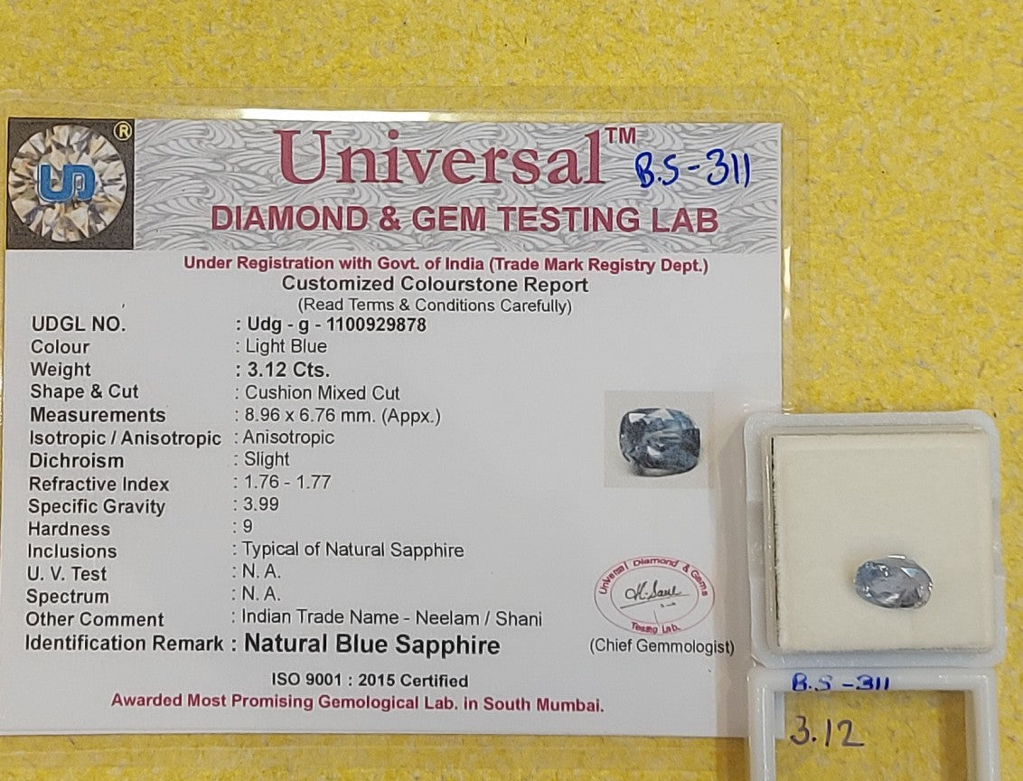 3.12 Carat Natural Blue Sapphire Stone