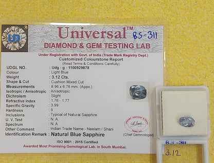 3.12 Carat Natural Blue Sapphire Stone