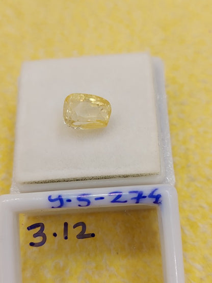 3.12 Carat Natural Yellow Sapphire Stone