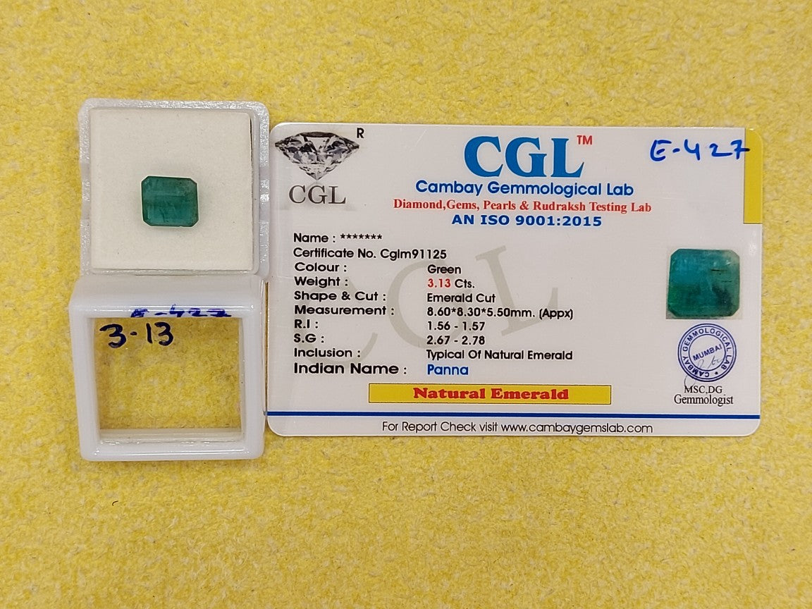 3.13	Carat Natural Emerald Stone