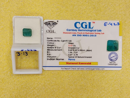 3.13	Carat Natural Emerald Stone
