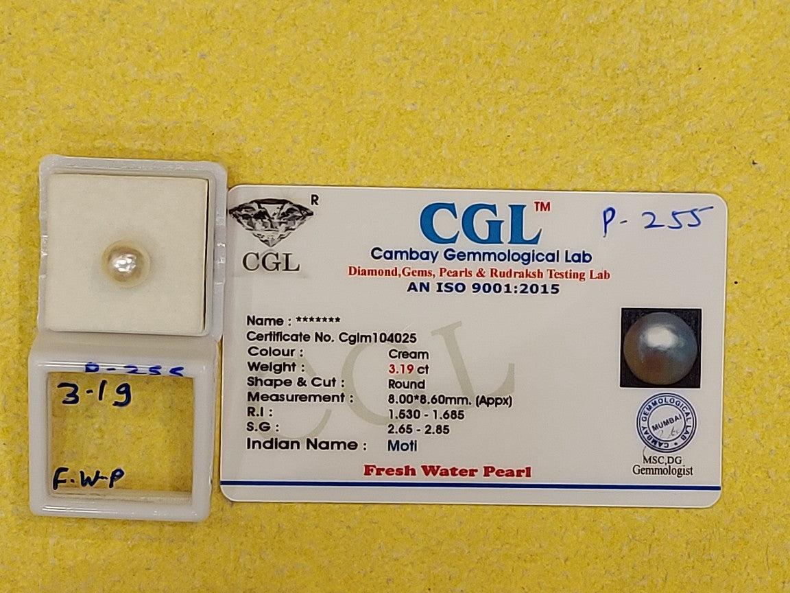 3.19 Carat Natural Fresh Water Pearl